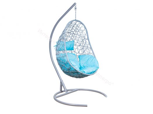 Подвесное Кресло Leset Ажур каркас Серый металлик подушка Бирюза яркая