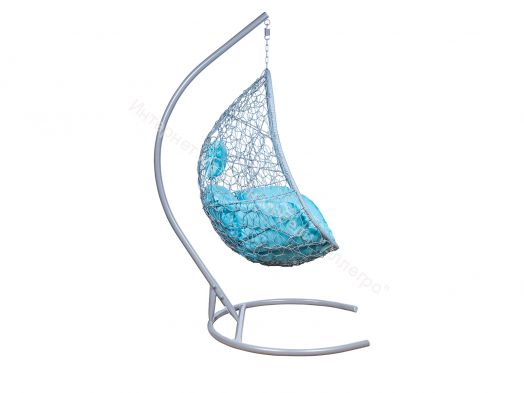 Подвесное Кресло Leset Ажур каркас Серый металлик подушка Бирюза яркая