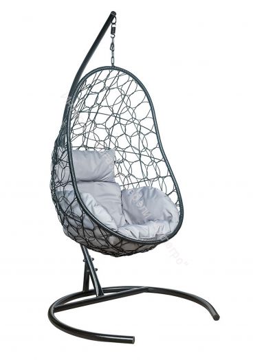 Подвесное Кресло Leset Ажур каркас Черный подушка Светло-серая