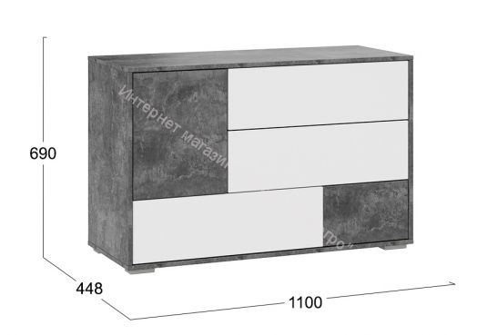 Комод "Монтерей" исп.2 (Цемент тёмный/Белый)