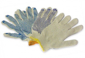 Перчатки ХБ с ПВХ 10 класс 4 нити