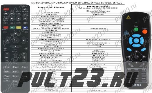 EIKI 5041840600, EIP-U4700, EIP-W4600, EIP-X5500, EK-400X, EK-401W, EK-402U