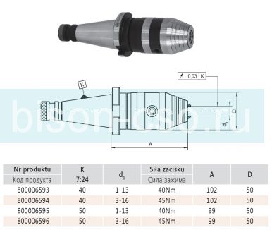 Патрон сверлильный с хв. кон.50  7662-50-16-99  3-16 мм Bison Bial