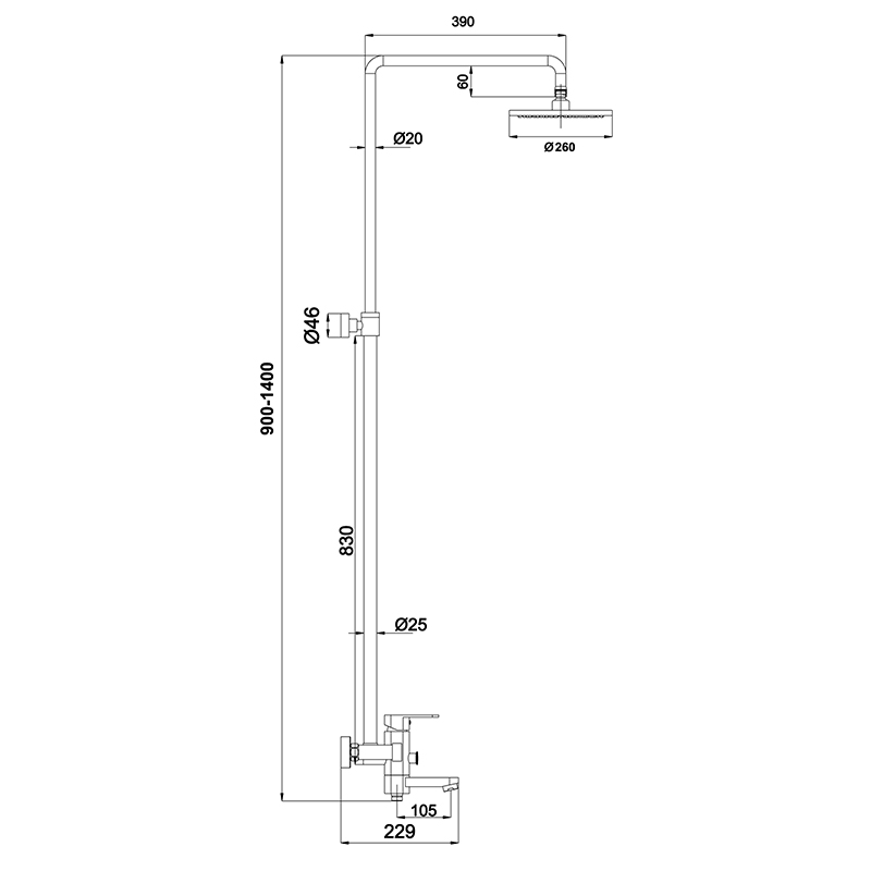 Душевая система с подсветкой Timo Beverly SX-1060 (3010) схема 2