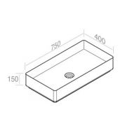 Раковина накладная на столешницу AET ITALIA FLY RECTANGULAR 75 L622T0R0V0 схема 2