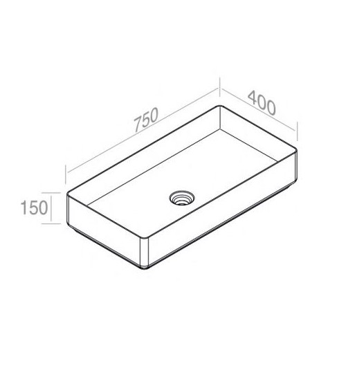 Раковина накладная на столешницу AET ITALIA FLY RECTANGULAR 75 L622T0R0V0 схема 2