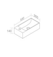 Подвесная раковина AET ITALIA THIN  BRIDGE 50 с отверстием для смесителя слева L262T3R1V2 схема 2