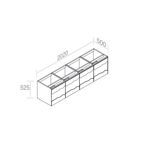 Тумба AET ITALIA TRACE Mobile in Legno подвесная 202х50 с 4 выдвижными ящиками C525M4L50 ФОТО