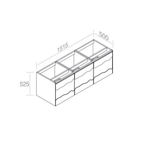 Подвесная тумба AET ITALIA TRACE Mobile in Legno 151,5х50 три ящика C525M3L50 схема 2