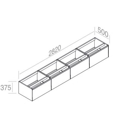 Подвесная тумба AET ITALIA MATCH Mobile in Legno laccato 282х50 лакированная 4 выдвижных ящика C376M4L70 ФОТО