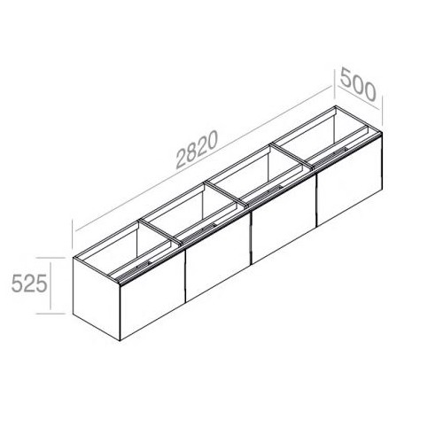 Тумба AET ITALIA MATCH Mobile in Legno laccato подвесная 282х50 с 4 ящиками лакированная C526M4L70 схема 2