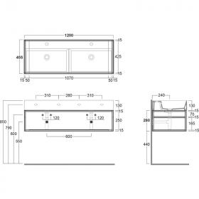 Напольная консоль Simas Agile 121 х 46 х 28 для раковины AG121 и AG121D ФОТО