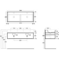 Напольная консоль Simas Agile 121 х 46 х 28 для раковины AG121 и AG121D схема 2