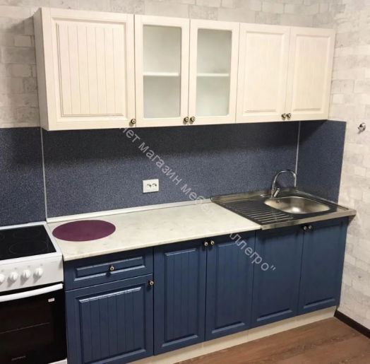 Кухонный гарнитур "Хозяюшка" 1,8 м (Белый/Деним/Магнолия)