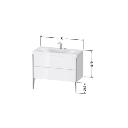 Напольная тумба с раковиной Duravit Xviu 80 х 48 с двумя выдвижными отделениями XV4710 ФОТО