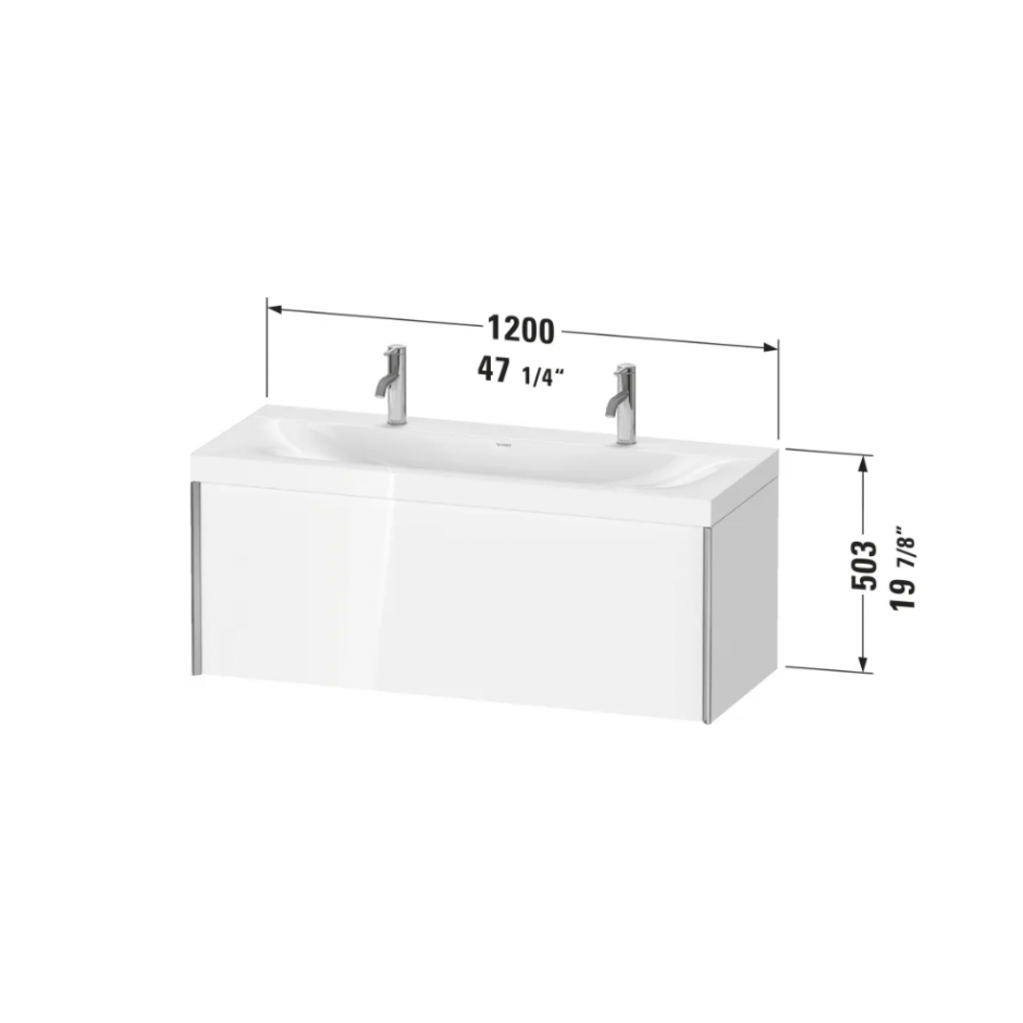 Раковина с подвесной тумбой c-bonded 120 х 48 Duravit Xviu XV4613 O с одним выдвижным отделением ФОТО