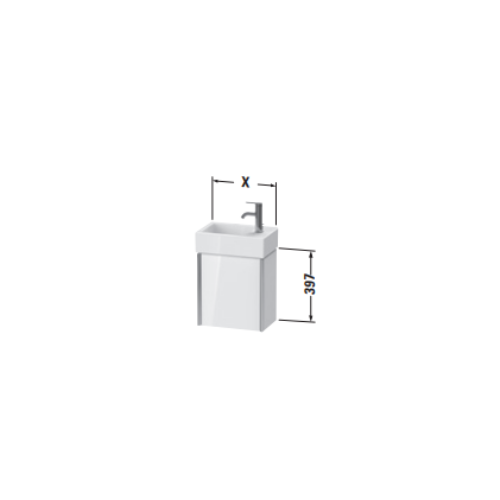 Подвесная тумба Duravit Xviu 36,4 x 23,4 для раковины Vero Air 072438 с одной дверцей XV4230 L/R схема 4