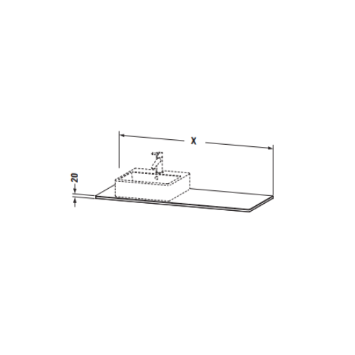 Широкая столешница Duravit Xsquare XS061H из массива дерева с одним вырезом слева или справа ФОТО