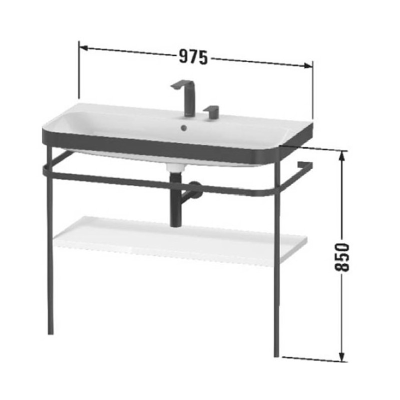 Металлическая консоль с раковиной Duravit Happy D.2 Plus 85x97,5x49 напольная HP4738 ФОТО