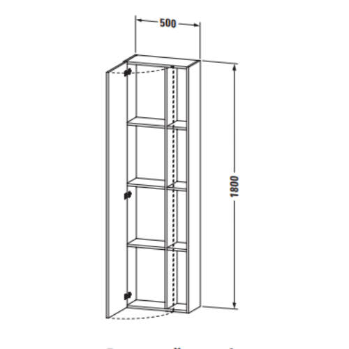 Подвесной шкаф-пенал Duravit DuraStyle 140x50x36 с тремя полками DS1239 L/R схема 2