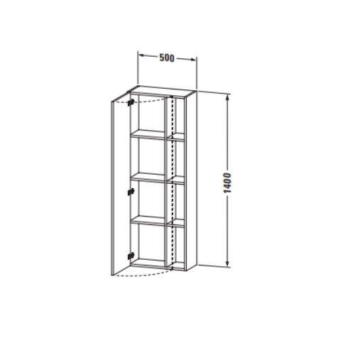 Шкаф-пенал Duravit DuraStyle 140x50x24 с одной дверцей и тремя полками DS1238 L/R ФОТО