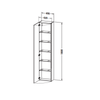 Высокий пенал Duravit DuraStyle 180x40x36 с одной дверцей и пятью полками DS1229 L/R схема 3