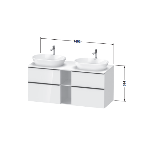 Широкая тумба Duravit D-Neo 64,4х140х55 под две раковины DE497 схема 3