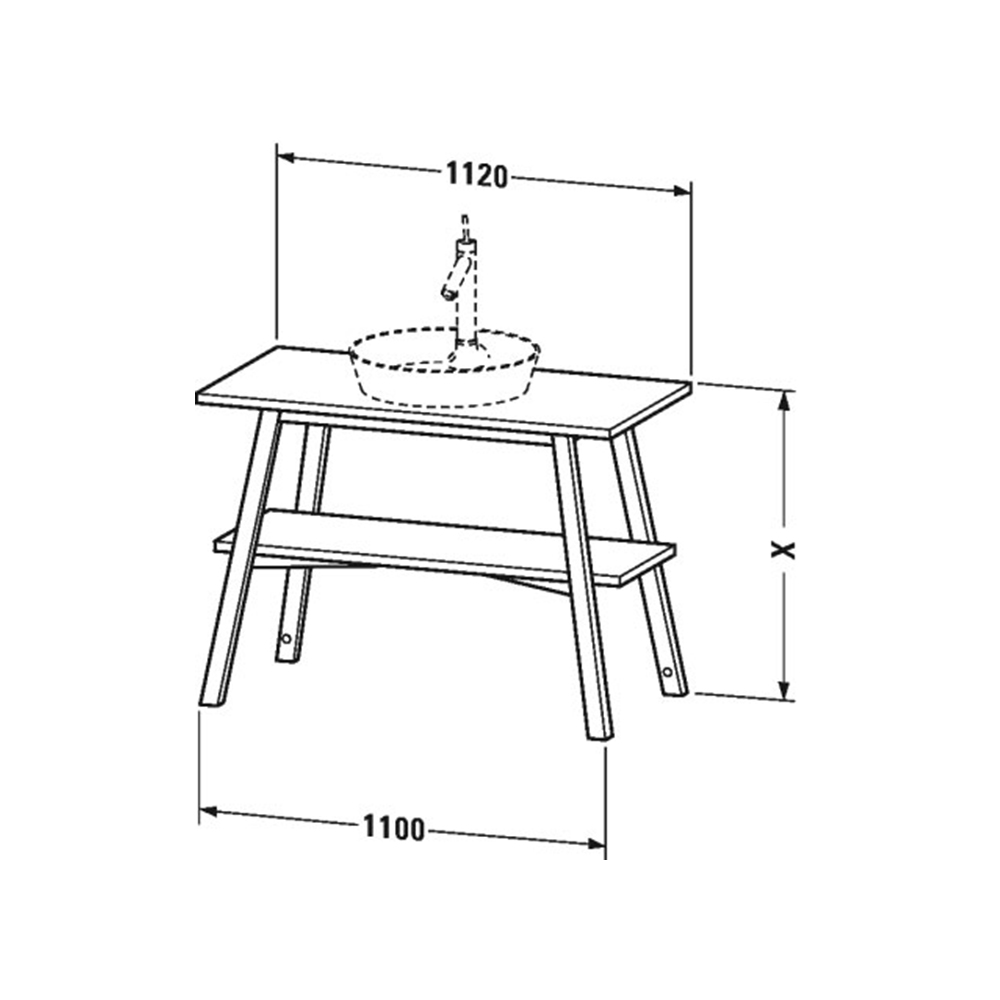 Консоль напольная Duravit Cape Cod 825x1120x570 с полочкой внизу CC 9532 схема 3