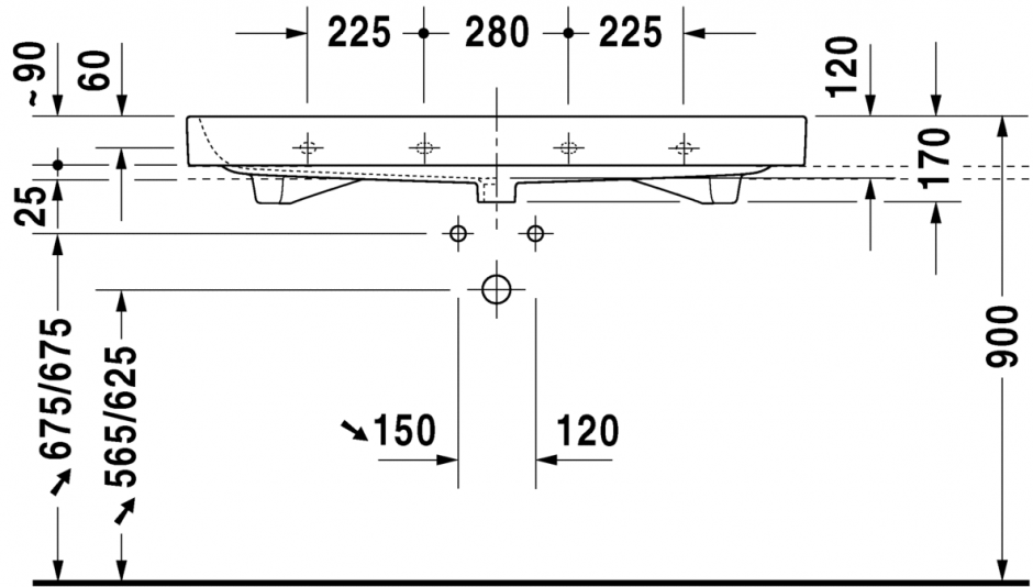 Раковина Duravit Happy D.2 шлифованная 120х50,5 231812 ФОТО