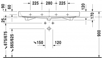 Раковина Duravit Happy D.2 шлифованная 120х50,5 231812 схема 3