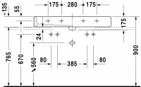 Раковина Duravit Vero накладная 100х47 045410 схема 2