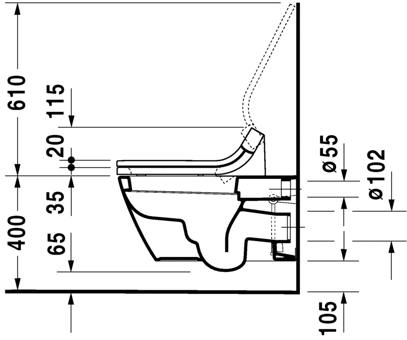 Унитаз с функцией биде Duravit Starck 2 253309 схема 6