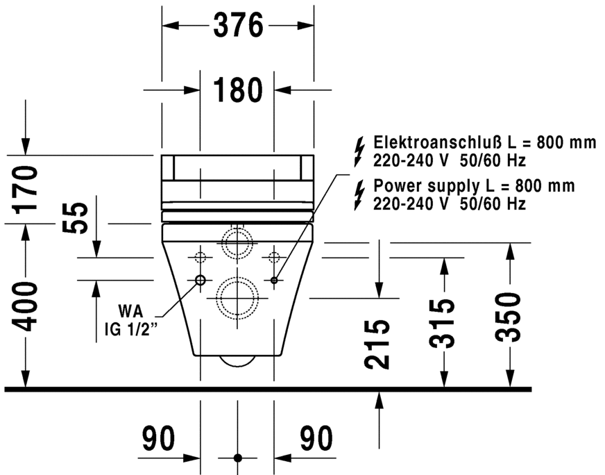 Унитаз с бидеткой Duravit DuraStyle SensoWash 254259 схема 4