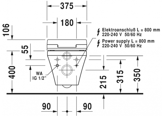 Унитаз с бидеткой Duravit DuraStyle SensoWash 254259 схема 10