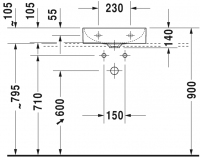 Раковина Duravit DuraSquare шлифованная 45х35 073245 схема 3