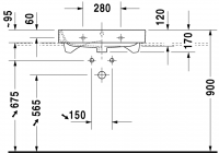 Раковина Duravit Happy D.2 шлифованная 65х50,5 231865 схема 3