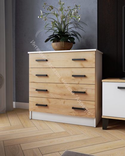 Комод КМ-2 (Дуб крафт золотой/Белый)