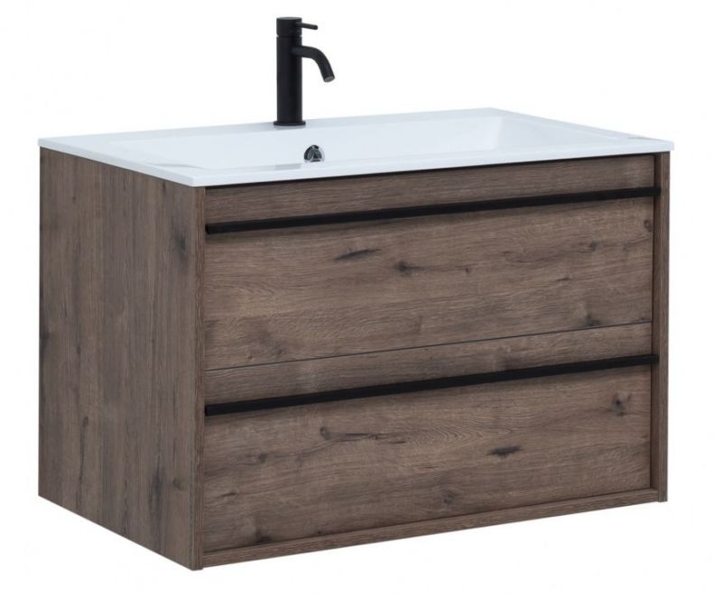 Тумба с раковиной Aquanet Lino 80 Дуб Веллингтон 00271948