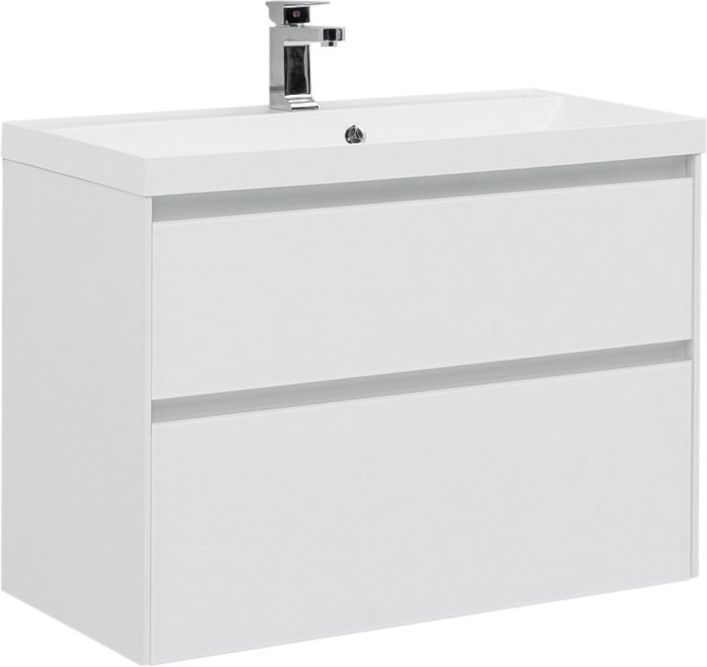 Тумба с раковиной Aquanet Гласс 90 белый 00242525