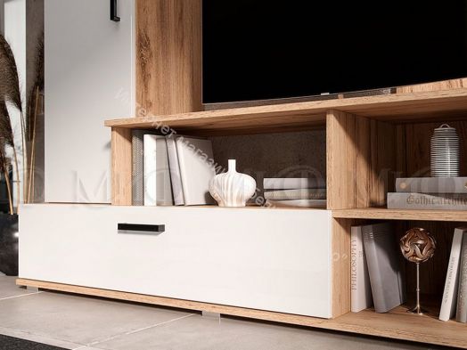 Гостиная Мини Белый глянец холодный, дуб Крафт