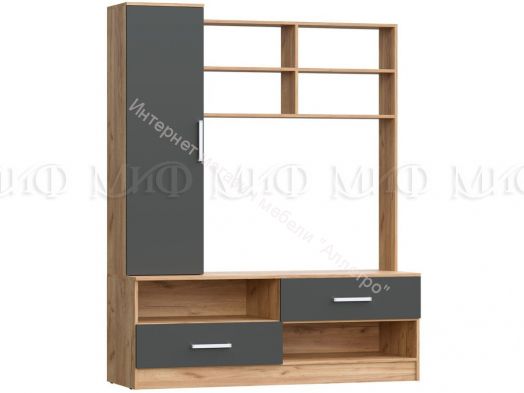 Гостиная Мартина центральная секция Графит, Дуб крафт