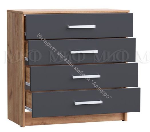 Комод 800 Мартина ЛДСП с 4-мя ящиками Графит, Дуб Крафт