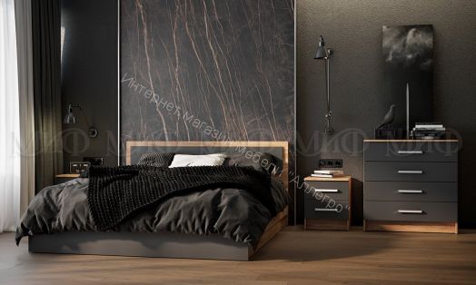 Комод 800 Мартина ЛДСП с 4-мя ящиками Графит, Дуб Крафт