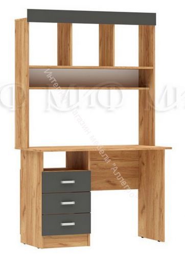 Стол письменный Мартина ЛДСП с надстройкой Графит, Дуб Крафт