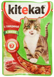 Корм для кошек KITEKAT 85г Пауч Говядина в желе