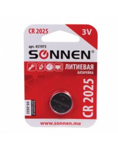 Батарейка SONNEN Lithium CR2025 литиевая в блистере 1шт