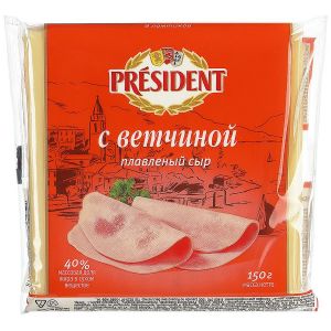 Сыр плавленый PRESIDENT Ветчина 150г