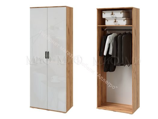 Шкаф 2-х створчатый Виста Белый глянец холодный, Дуб крафт