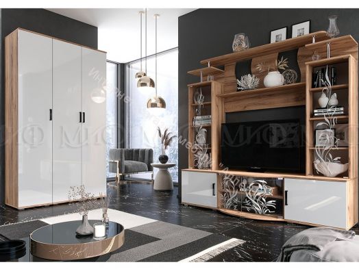 Пенал Виста Белый глянец холодный, Дуб крафт