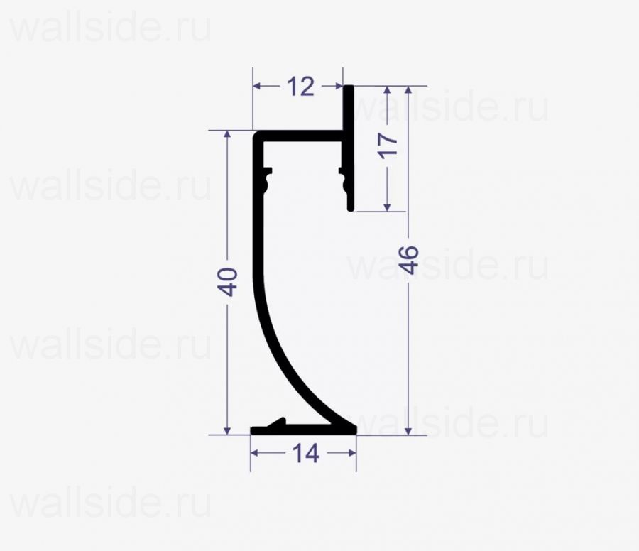 Теневой плинтус радиусный Line Art SC 7612 чёрный